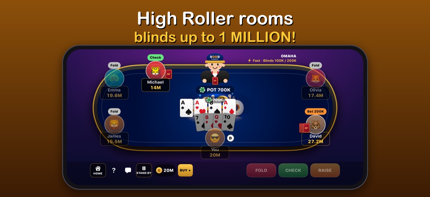 Sood Poker screenshot: High Roller rooms